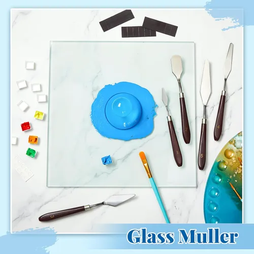 Miniatura 4 de Nuanchu Muller de vidrio para hacer pintura, suministros de arte Muller de 2.95 pulgadas para artistas, aparato de maja para acuarela, aceite