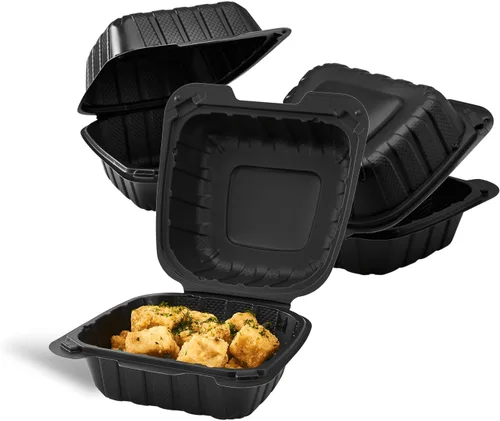 Miniatura 3 de KARAT EARTH Clamshell - Recipientes de alimentos para llevar [6 x 6 pulgadas - 400 quilates] para llevar, aptos para microondas, congelador