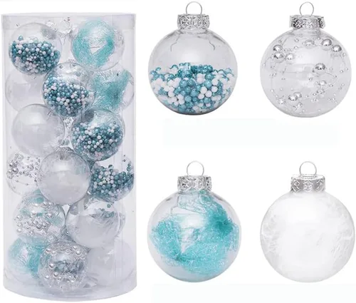 Miniatura 8 de YYCRAFT Adornos de Bolas de Navidad de Plástico Transparente Irrompibles 6CM (2.36 pulgadas) Bolas de Navidad Juego de Esferas con Decoraciones Negro