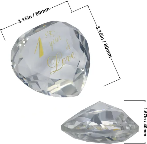 Miniatura 3 de Regalos de cristal de aniversario de 1 año para ella y él, primera boda para marido, esposa, novio o novia, regalo de aniversario de un año