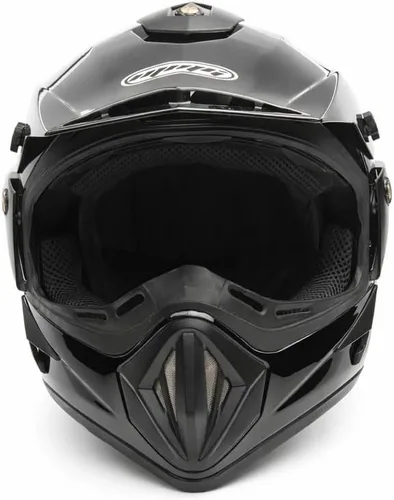 Miniatura 4 de MMG 30 Combo Casco de motocicleta todoterreno para adultos DOT, MX ATV Dirt Bike Motocross UTV, tamaño grande, negro brillante con guantes y gafas