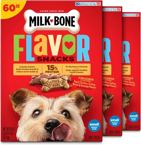 Miniatura 6 de Milk-Bone Mini's Flavor Snacks - Golosinas para perros, 2.5 onzas (paquete de 20), perfectos para paseos, tamaño de viaje, recuerdos de fiesta