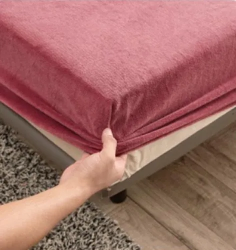 Miniatura 3 de Sábana bajera suave para invierno, cálidas, antideslizantes, de terciopelo cristalino, para dormitorio, casa de familia, color puro, para cama Azul