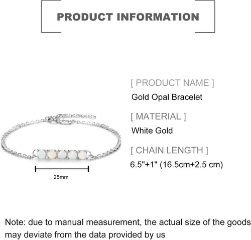 Miniatura 2 de Pulsera de ópalo de oro blanco de 14 quilates para mujer, hermoso dije de ópalo, regalo de joyería de moda para ella