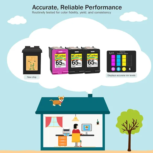 Miniatura 6 de Cartlee Cartucho de tinta remanufacturado de repuesto para HP 65XL 65 XL para impresora DeskJet 2600 2622 2635 2652 2655 3700 3720 3722 3752 3755