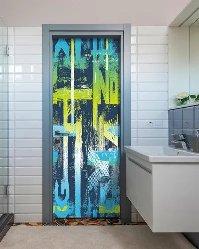 Miniatura 28 de FLFK Adhesivo de puerta - Playa y palmera, mural de pelar y pegar, tamaño combinado 36"x80", dividido en 2 piezas Mt2219
