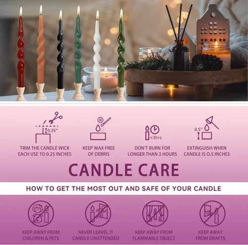Miniatura 6 de Velas cónicas en espiral de 10 pulgadas, velas de adviento retorcidas sin goteo, sin aroma, velas largas, candeleros hechos a mano para decoración