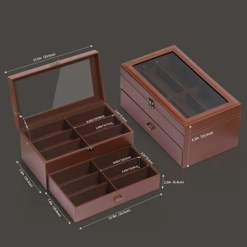 Miniatura 30 de AUTOARK AW-023 - Organizador de cuero para guardar lentes de sol, 12 piezas, color negro, AW-023