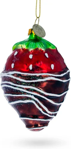Miniatura 7 de Adorno navideño de vidrio de fresa bañado en chocolate