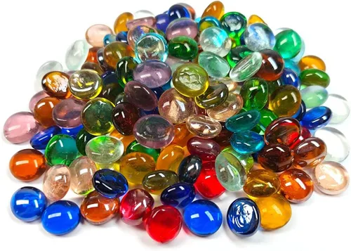 Miniatura 8 de Meschett 50 mini gemas de vidrio, piedras de Mancala color ámbar, cuentas de mármol de fondo plano para decoración del hogar, arte y manualidades
