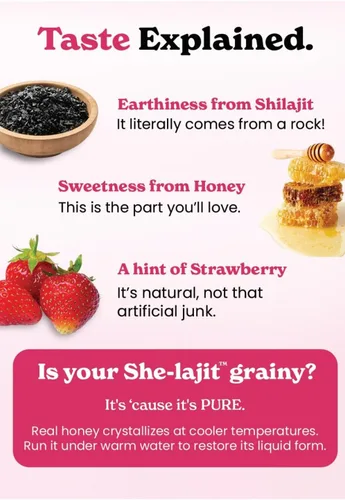 Miniatura 4 de BetterAlt SHE-Lajit - Palillos de miel de fresa Shilajit para mujer con shatavari y azafrán para equilibrio hormonal y impulso de energía