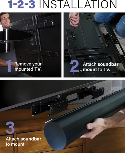 Miniatura 6 de SANUS Soporte de TV para barra de sonido Sonos Arc y Sonos Arc Ultra - Profundidad ajustable para Dolby Atmos - Soporte universal para televisores