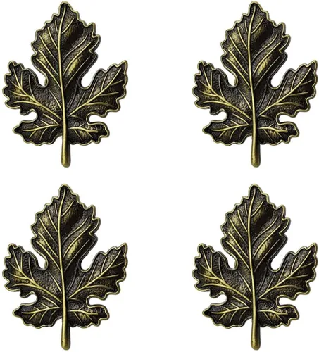 4 manijas creativas de hoja de arce, pomos de gabinete de aleación de zinc, pomos de metal para cajones, pomos decorativos para muebles, cajones,