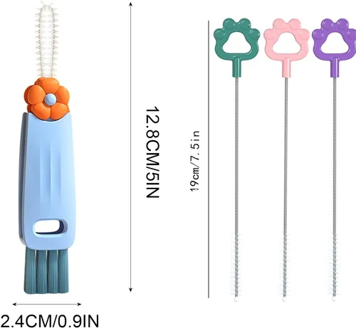 Miniatura 8 de Limpiador de Tapas de Tazas Multifuncional 3 en 1 - Juego de Cepillos de Limpieza para Hendiduras para Espacios Estrechos, Biberones y Más - A3