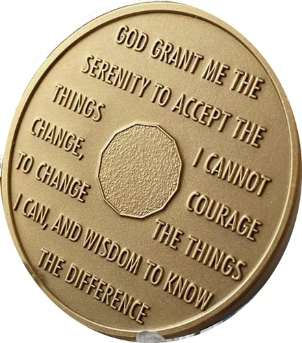 Miniatura 2 de Medallón AA de 2 años Grande 1.5 pulgadas Heavy Premium Bronze Sobriety Chip