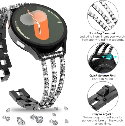 Miniatura 3 de KADES Compatible with Samsung Galaxy Watch 8/8 Classic / 7/6 / 5/4 Band, 40mm 44mm 45mm 47mm, Luxury Diamond Bracelet Chain Band for Women, Bling