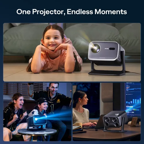 Miniatura 8 de Aurzen BOOM - Mini proyector inteligente Google TV con WiFi y Bluetooth, control de voz, modo familiar, audio Dolby de 20 W, enfoque en tiempo real