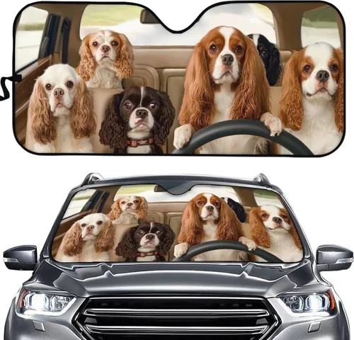 Miniatura 13 de HUGS IDEA Parasol plegable para parabrisas de automóvil, diseño de flores, bohemio, para la mayoría de los sedán, SUV, camión, parabrisas delantero