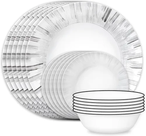 Miniatura 11 de Corelle Vitrelle - Juego de vajilla de 18 piezas para 6 personas, vidrio de triple capa y resistente a las astillas, juego de platos y cuencos