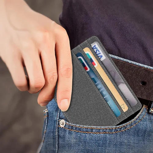 Miniatura 74 de Fintie Billetera delgada y minimalista para bolsillo frontal, con bloqueo RFID, tarjetero y ventana de identificación, para hombre o mujer