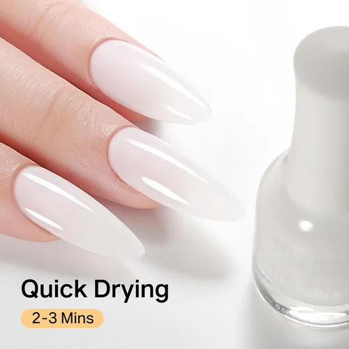 Miniatura 4 de MIZHSE Esmalte de uñas de secado rápido, esmalte de uñas blanco lechoso de secado al aire rápido, 15 ml de esmalte de uñas a base de agua regular