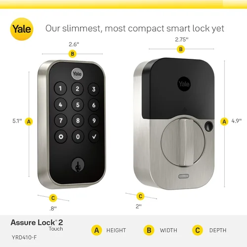 Miniatura 8 de Yale Assure Lock 2 Touch Deadbolt, cerradura de entrada de bronce aceitado con teclado digital táctil y escáner de huellas dactilares con llave