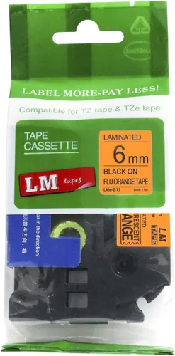 Miniatura 40 de Paquete de 1 unidad LM Tapes LMe511 Premium de 1/4 de pulgada con impresión negra en etiqueta azul compatible con Brother TZe-511 P-Touch, incluye