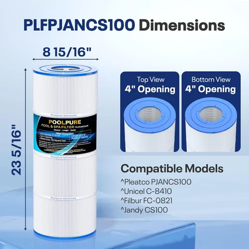 Miniatura 2 de POOLPURE PLFPJANCS100 - Filtro de piscina que reemplaza a Jandy CS100, R0462200, PJANCS100, Ultral-B2, marsopa PP-B2, Unicel C-8410, Filbur FC-0821
