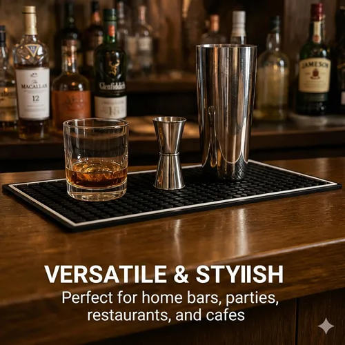 Miniatura 3 de Highball & Chaser Tapete de barra de 12 x 6 pulgadas de grosor, duradero y elegante para derrames, tapete de servicio para café, bares