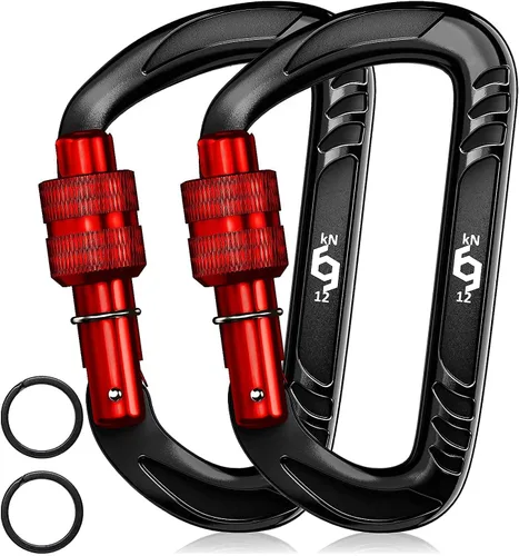 Rhino Produxs 12kN (2697 lbs) Heavy Duty Carabiner Clips, for Securing Pets, Outdoor, Camping, Hiking, Hammock, Dog Leash Harness, Keychains Bloqueo