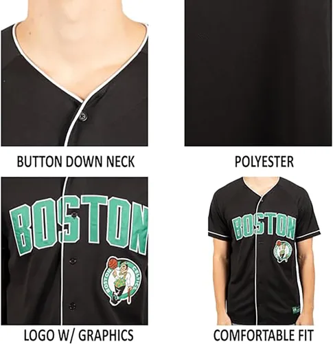 Miniatura 5 de Ultra Game Camiseta de béisbol oficial de la NBA con botones y botones para hombre Negro 23