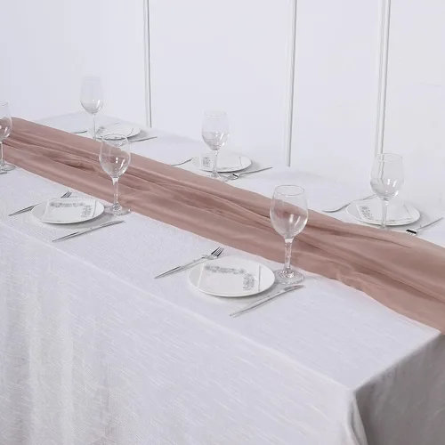 Tableclothsfactory Camino de mesa de gasa prémium de 22 x 80 pulgadas para bodas, fiestas, banquetes, decoración, ajuste rectangular y mesa redonda