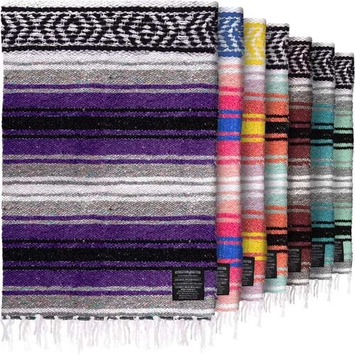 Miniatura 13 de Hydration Nation Auténtica manta mexicana extra grande (70 x 50 pulgadas), yoga tejida a mano, serape, falsa artesanal, playa, campamento, picnic