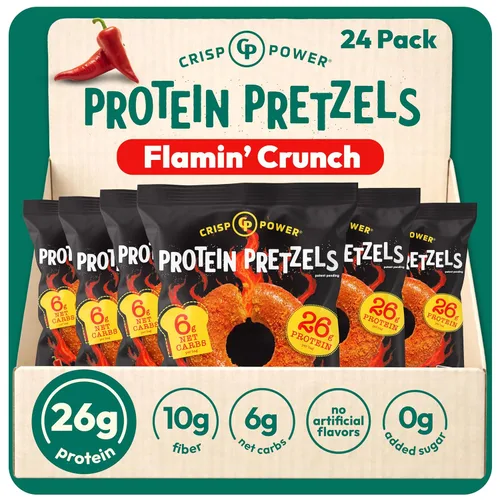 Miniatura 17 de CRISP POWER Pretzels de proteína, paquete variado con sal marina, sésamo y todo, hasta 0.99 oz de proteína, aperitivo alto en proteínas, aperitivos