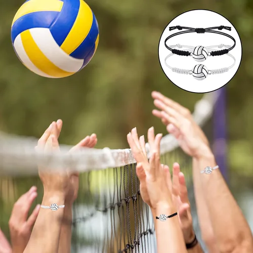 Miniatura 4 de 20 pulseras de voleibol ajustables, cuerda trenzada con dije de voleibol para niñas, mujeres, hombres, adolescentes, la mayoría de jugadores
