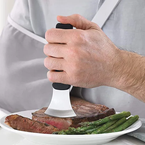 Miniatura 2 de DMI Cuchillo para carne, balancín, curvo, Verti Grip Cuchillo para carne de cocina y cena para facilitar el corte o fuerza limitada de la mano, apto