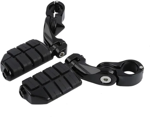 Miniatura 4 de TCT-MOTORPARTS Estriberas negras de 1/4 de pulgada y 1.25 pulgadas, estriberas ajustables para motocicleta en ángulo largo para Harley Touring Road