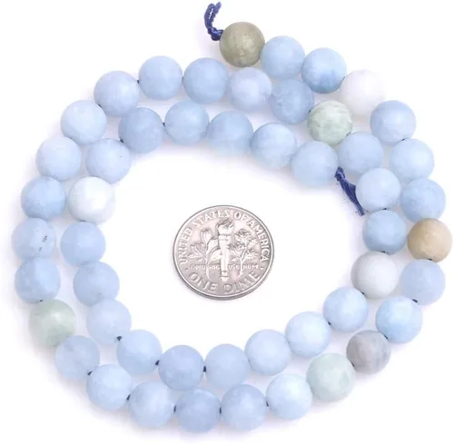 Miniatura 4 de JOE FOREMAN Cuentas esmeriladas mate de aguamarina azul de 0.472 in para hacer joyas, piedras preciosas naturales semipreciosas, redondas de 15