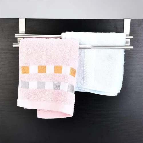 Miniatura 4 de Mxzzand Toallero telescópico para baño, toallero telescópico de acero inoxidable de doble capa de acero inoxidable para colgar toallas de baño