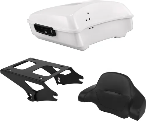 Miniatura 29 de TCT-MOTORPARTS Atlas Silver Metálico Maletero de Viaje Modificado con Respaldo y Montaje en Rack Adecuado para Harley Touring 14-25 Street Glide