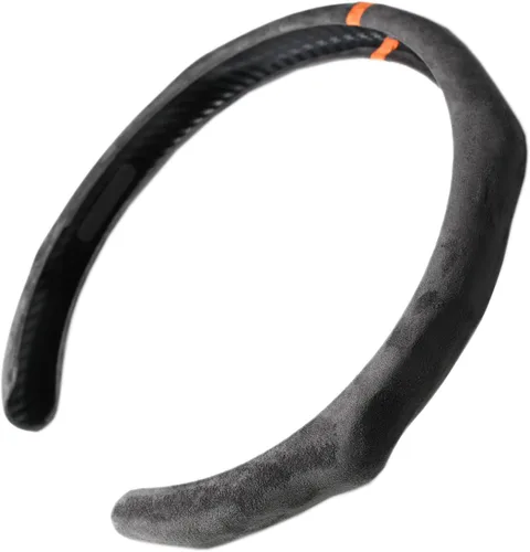 Miniatura 19 de Funda de volante deportiva con patrón de fibra de carbono de instalación rápida, ajuste universal de 14½ a 15 pulgadas para automóvil sedán cupé SUV