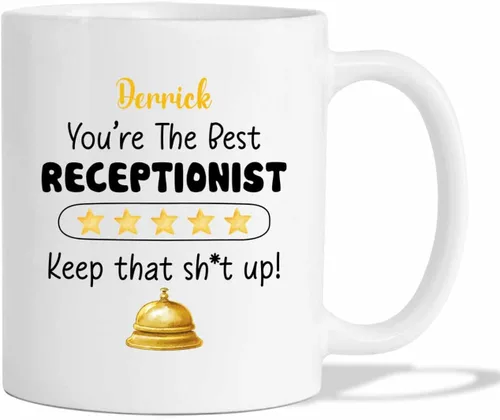 Miniatura 14 de Taza de café de recepcionista personalizada, regalos para agradecimiento, taza blanca de recepcionista, taza de viaje para recepcionistas, taza