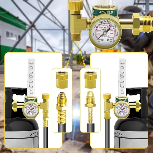 Miniatura 5 de Medidor de gas regulador de CO2 de argón para soldadura Mig Tig con manguera de soldadura de gas de 6.6 pies, medidor de flujo Mig Tig de argón/CO2