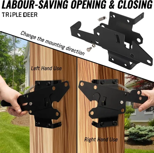 Miniatura 3 de TRIPLE DEER Pestillo de puerta de valla autobloqueante, montaje en poste de vinilo resistente, herrajes de puerta de madera de cierre automático