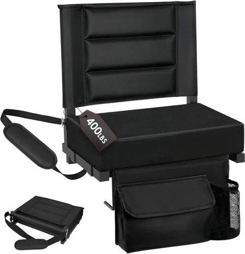 Miniatura 15 de Stadium Seats with Back Support,Bleacher Chairs with Cushion, Portable Folding Stadium Chair with Removable Cushion and Large Pocket for School
