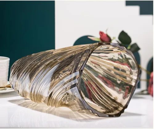 Miniatura 4 de Jarrón de cristal, elegante centro de mesa decorativo en espiral para el hogar, oficina, boda, elegante florero de vidrio soplado