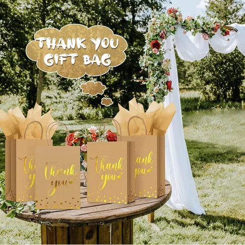 Miniatura 7 de Tinlade 30 bolsas de regalo de agradecimiento con papel de seda dorado con asa para graduación, negocios, compras, boda, ducha, regalos de fiesta