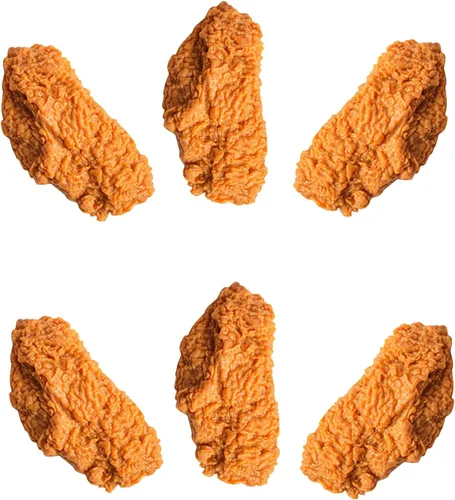 6 piezas de alas de pollo fritas artificiales falsas y realistas, accesorios de carne para restaurantes de exhibición, accesorios de fotografía de