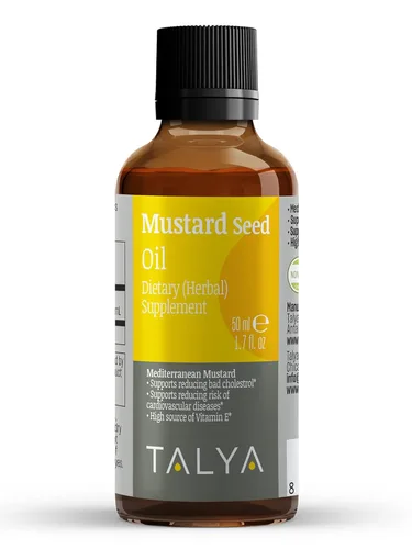 TALYA Aceite de mostaza puro a base de hierbas (Brassica nigra oleum) Aceite 100% natural puro prensado en frío botella de vidrio de 1.7 fl oz (1.7