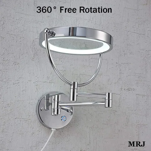 Miniatura 5 de Bathroom Shaving Mirror Wall Mounted 8.5 inch Makeup Mirror with Led Lights True Image and X5 Magnified Vanity Mirror 360° Free Rotation Extendable